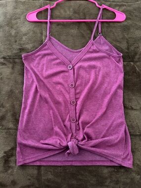 Amazon Plum Button-Front Tie Tank Top
